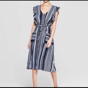 Xhilaration Striped Button Down Midi Dress